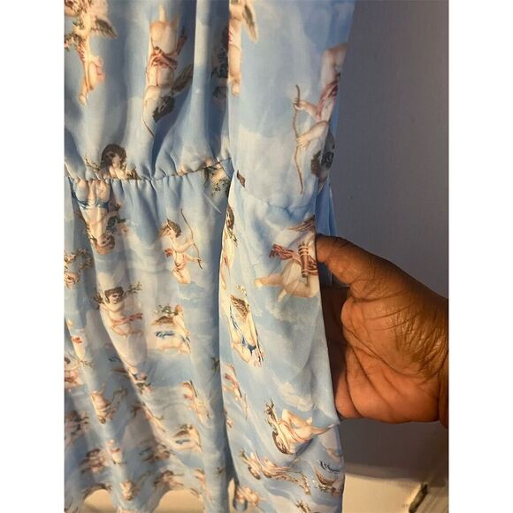 Torrid 1 Chiffon Cupids Chapel Angels Cold Shoulder Mini Dress 1x 14 16 NWT - Picture 8 of 11